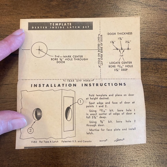 Vintage 1940s Dexter Etched Brass Latch Set 121 A 121 NOS - Picture 9 of 11